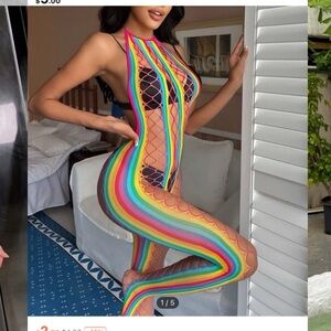 Rainbow fishnet lingerie never worn